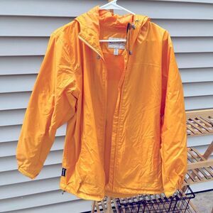Woman’s outdoors Cabela orange rain jacket packable size medium